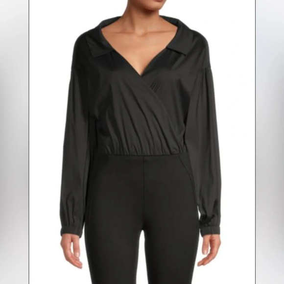 Milly Tops - NWT Milly silk bodysuit long sleeve wrap top black